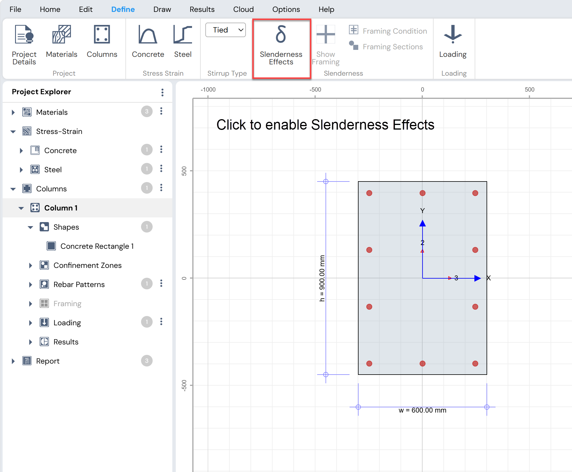 Enabling Slenderness Effects