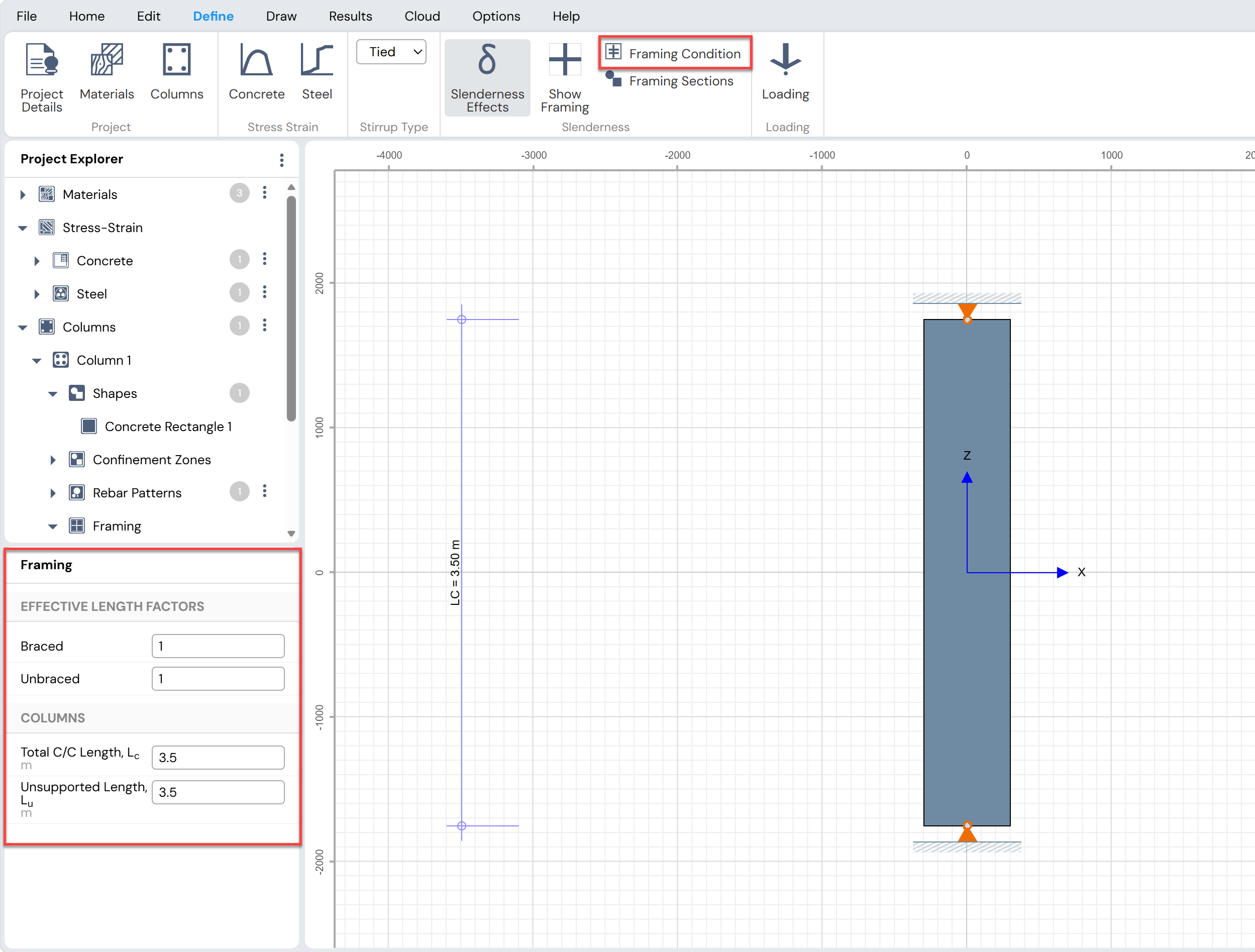Effective Length Factors and Column Lengths