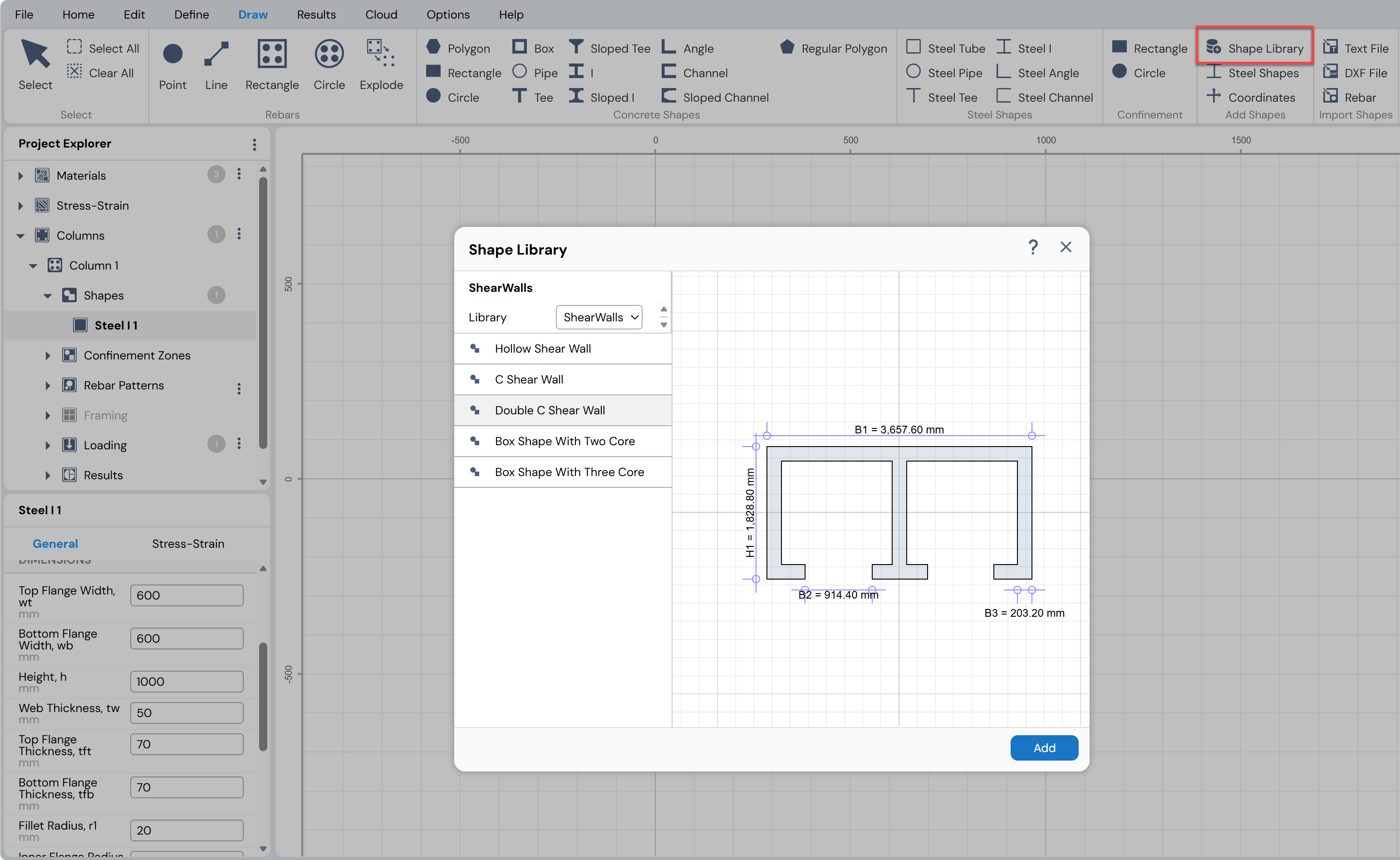 Adding shapes from Shape Library